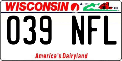 WI license plate 039NFL