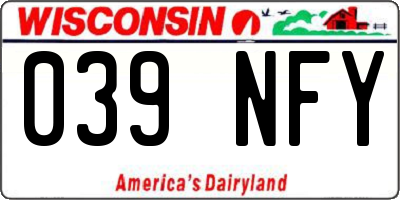 WI license plate 039NFY