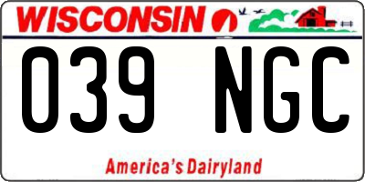 WI license plate 039NGC