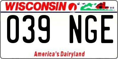 WI license plate 039NGE