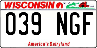 WI license plate 039NGF