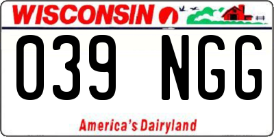 WI license plate 039NGG