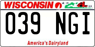 WI license plate 039NGI
