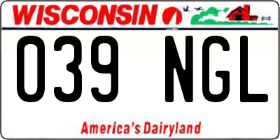 WI license plate 039NGL