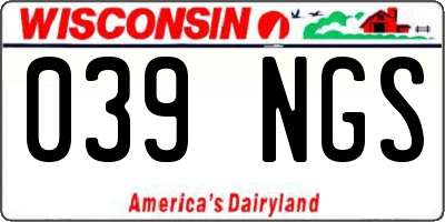 WI license plate 039NGS