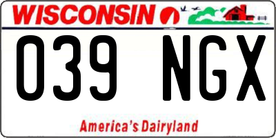WI license plate 039NGX