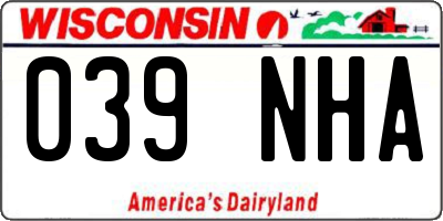 WI license plate 039NHA
