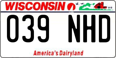 WI license plate 039NHD