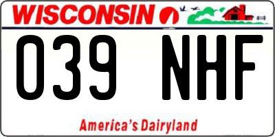 WI license plate 039NHF