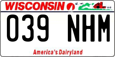 WI license plate 039NHM