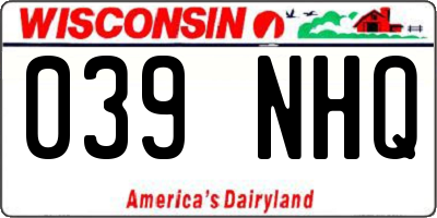 WI license plate 039NHQ