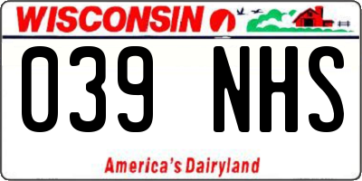 WI license plate 039NHS