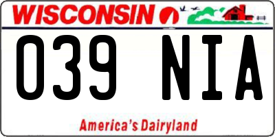 WI license plate 039NIA