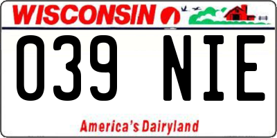 WI license plate 039NIE