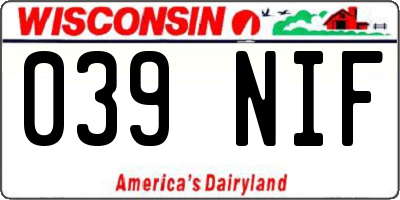 WI license plate 039NIF