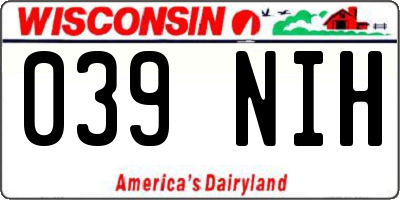 WI license plate 039NIH
