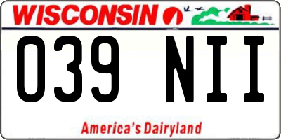 WI license plate 039NII