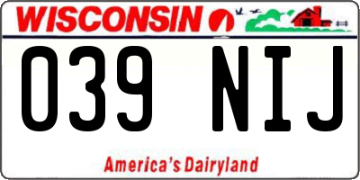 WI license plate 039NIJ