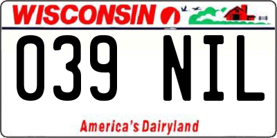 WI license plate 039NIL