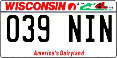 WI license plate 039NIN