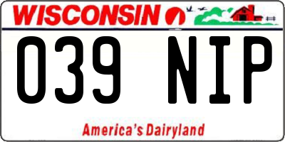 WI license plate 039NIP