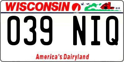 WI license plate 039NIQ