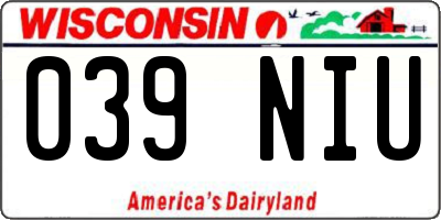 WI license plate 039NIU