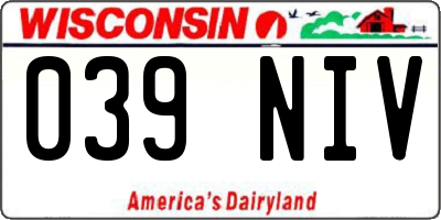 WI license plate 039NIV