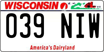WI license plate 039NIW