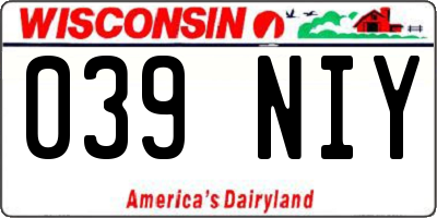 WI license plate 039NIY