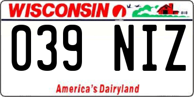 WI license plate 039NIZ