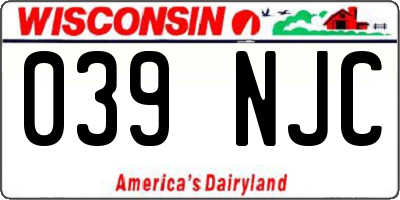 WI license plate 039NJC