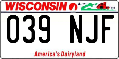 WI license plate 039NJF