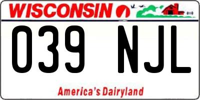 WI license plate 039NJL