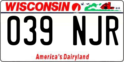WI license plate 039NJR