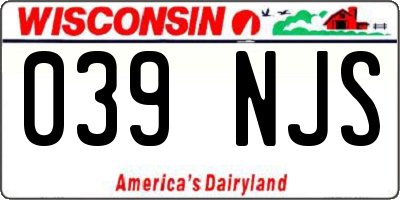 WI license plate 039NJS