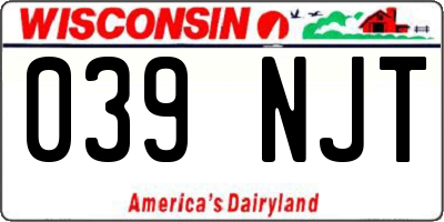 WI license plate 039NJT