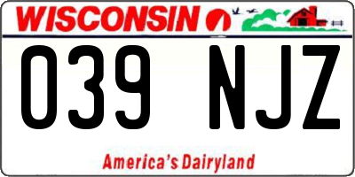 WI license plate 039NJZ