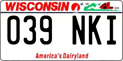 WI license plate 039NKI