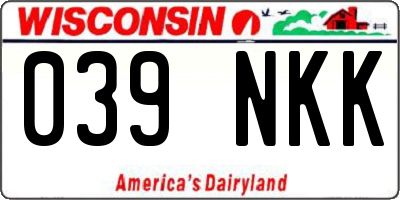 WI license plate 039NKK