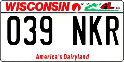 WI license plate 039NKR