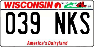 WI license plate 039NKS