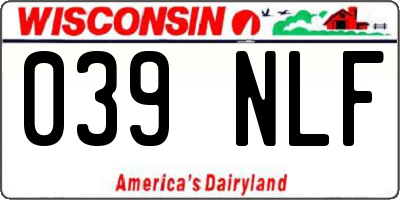 WI license plate 039NLF