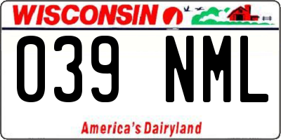 WI license plate 039NML