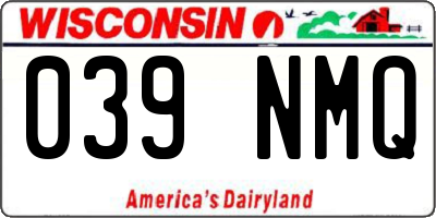 WI license plate 039NMQ