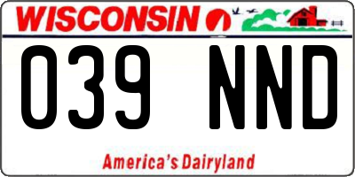 WI license plate 039NND
