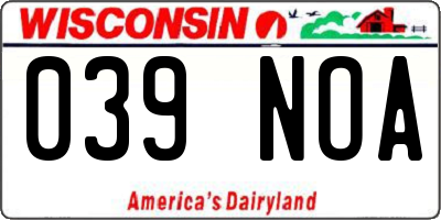 WI license plate 039NOA