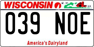 WI license plate 039NOE