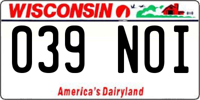 WI license plate 039NOI
