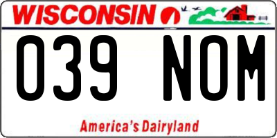 WI license plate 039NOM